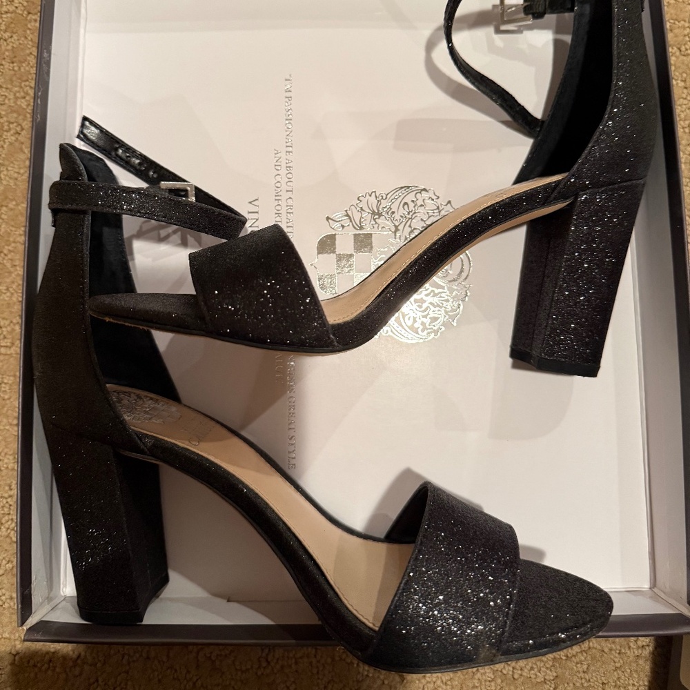 Vince Camuto Corlina Ankle Strap Sandal Black Glitter